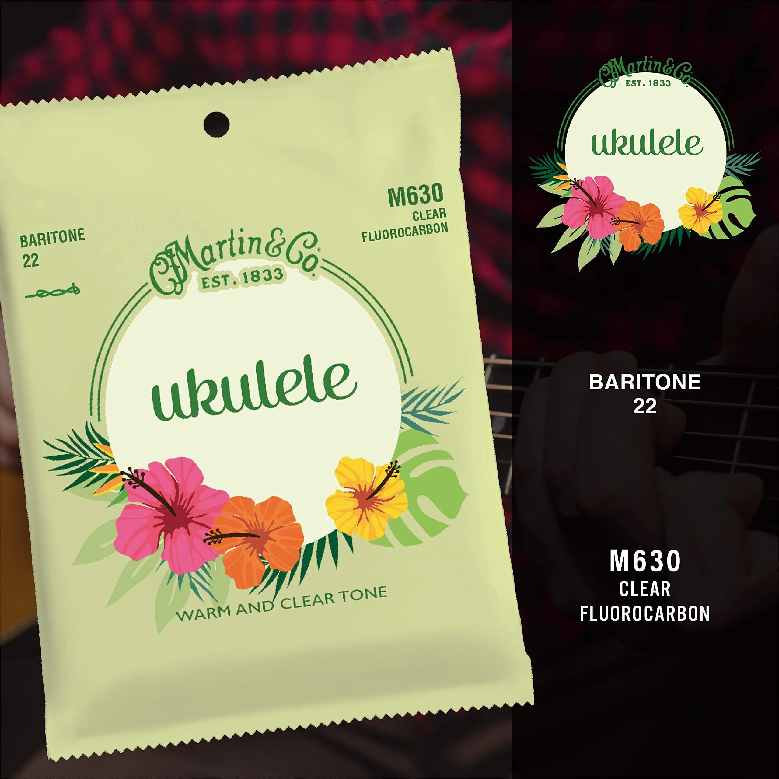 Martin Ukulele Strings M630 Baritone-Gauge Fluorocarbon Clear 4-Pack | Warm Clear Tone - view 3
