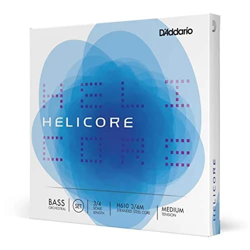 D'Addario Helicore Orchestral Bass String Set, 3/4 Scale, Medium Tension | Synthetic Zyex Core for Rich, Stable Tone (70-120 chars) thumbnail 1