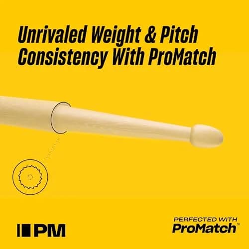 ProMark Classic Forward 747 Hickory Drumsticks, Oval Wood Tip, 16.25" (41.2cm) | USA-Made for Balanced Response thumbnail 5