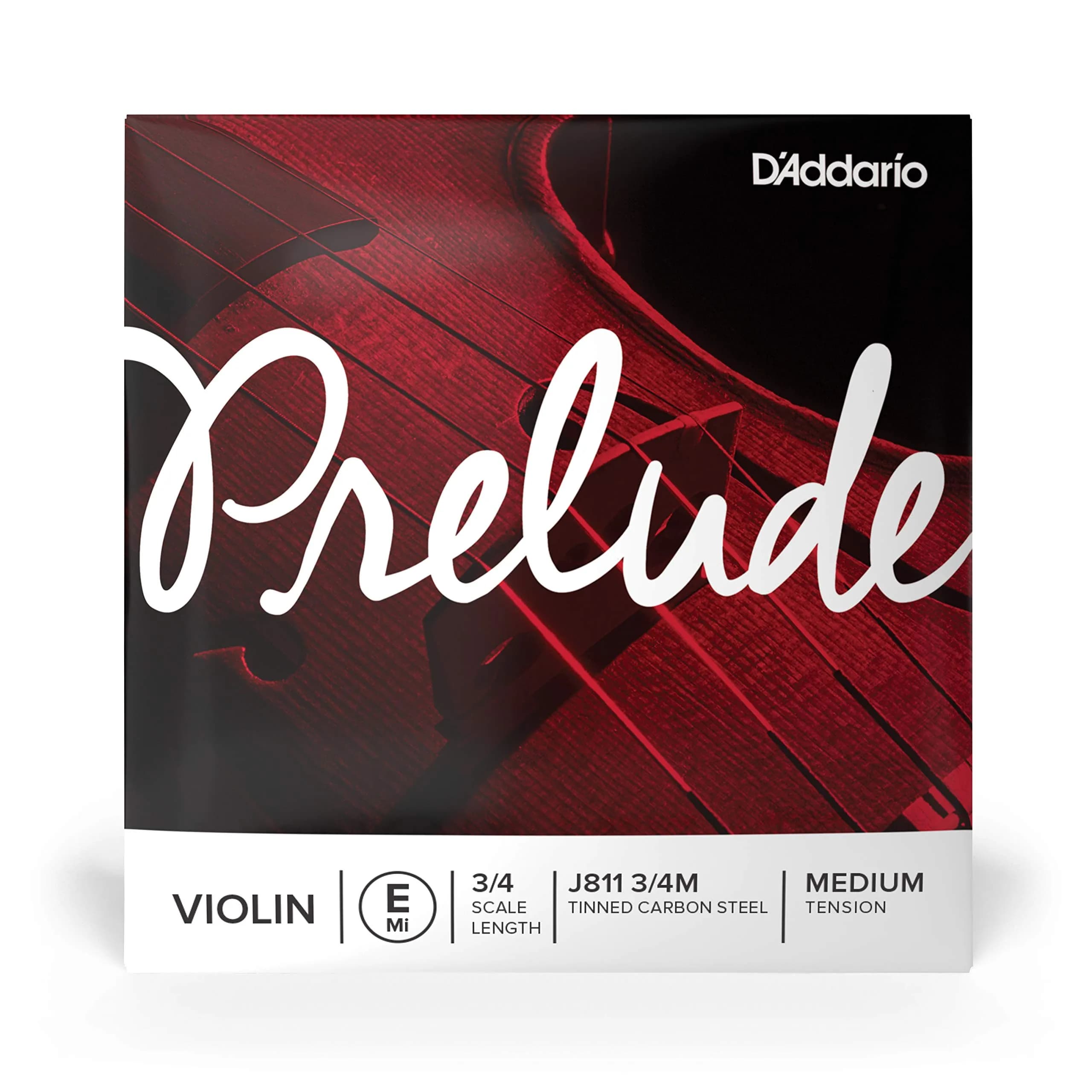 D'Addario Prelude Violin Single E String, 3/4 Scale, Medium Tension | Educator's Choice for Warm Tone & Durability - main product image