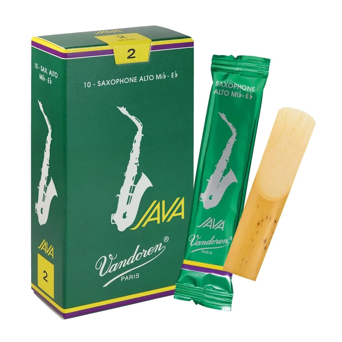Vandoren JAVA Alto Sax Reeds Strength 2 (10 Pack) | Bright Sound, Immediate Response — Strength: 2