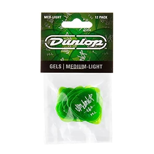 Jim Dunlop Gels Green Medium Light Pick 12 Pack | Durable Polycarbonate Guitar Picks thumbnail 4