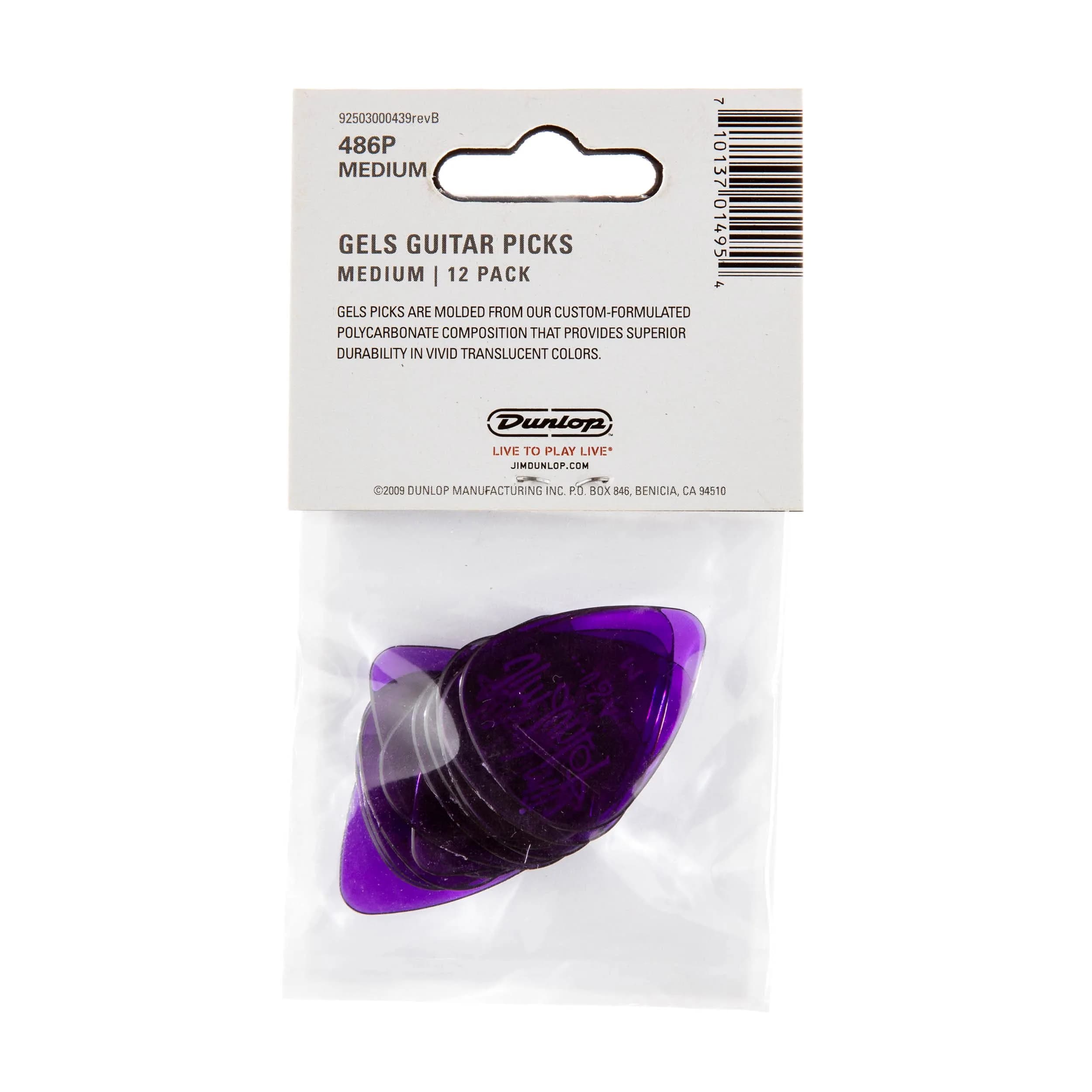 Jim Dunlop Gels Purple Medium Pick - 12 Pack | Durable Polycarbonate Plectrums for Guitar - view 5