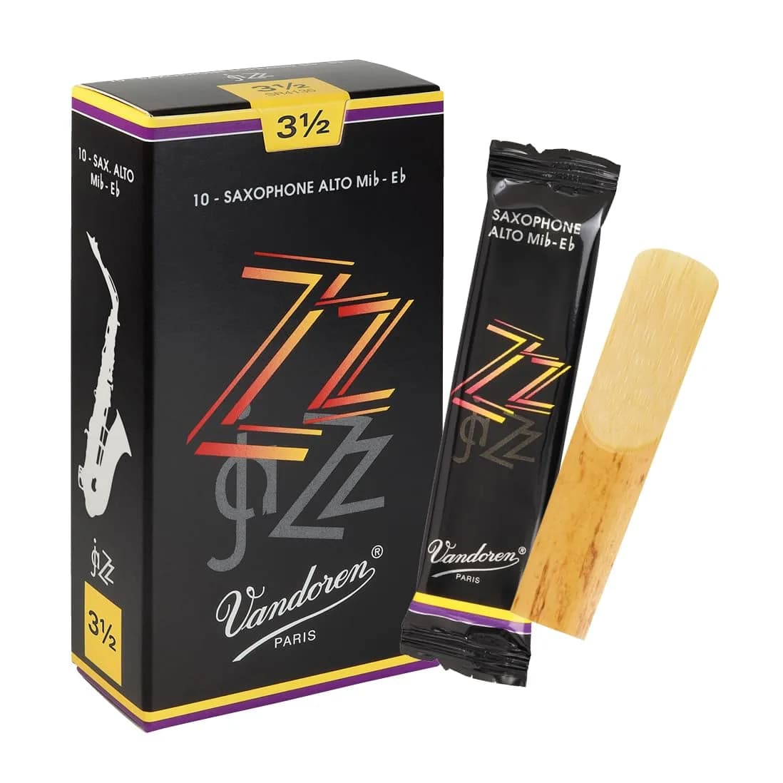 Vandoren ZZ Alto Sax Reeds Strength 3.5; Box of 10 | Jazz Tone & Response - main product image