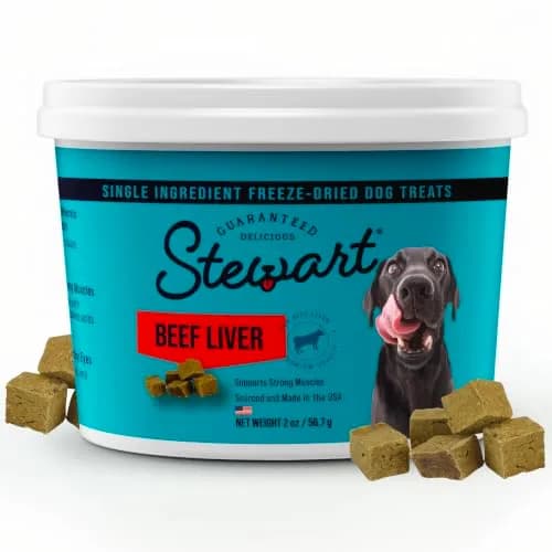 Stewart Freeze Dried Beef Liver Dog Treats 2 oz (56.7 g) Tub | High Protein Training Snacks thumbnail 1
