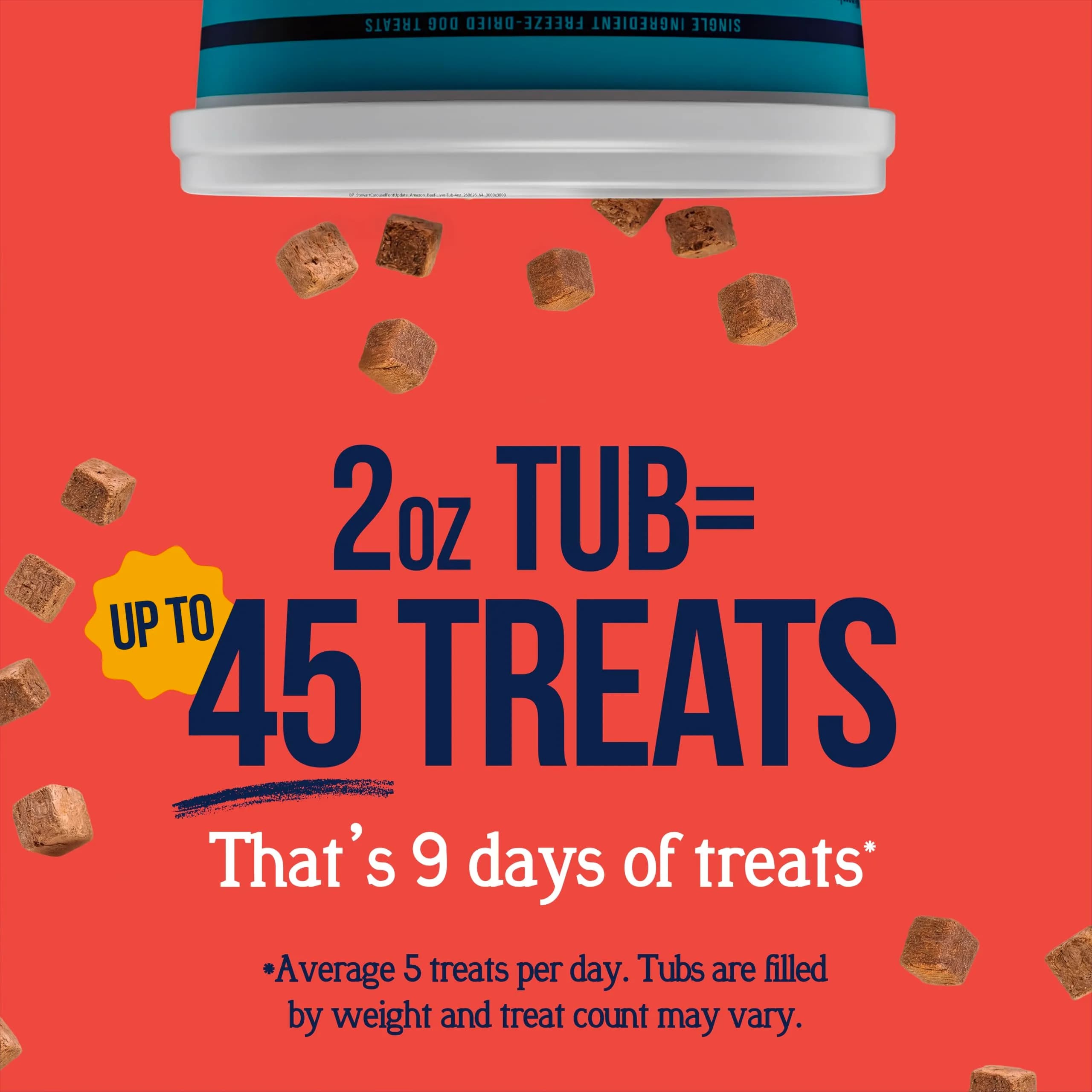 Stewart Freeze Dried Beef Liver Dog Treats 2 oz (56.7 g) Tub | High Protein Training Snacks - view 4