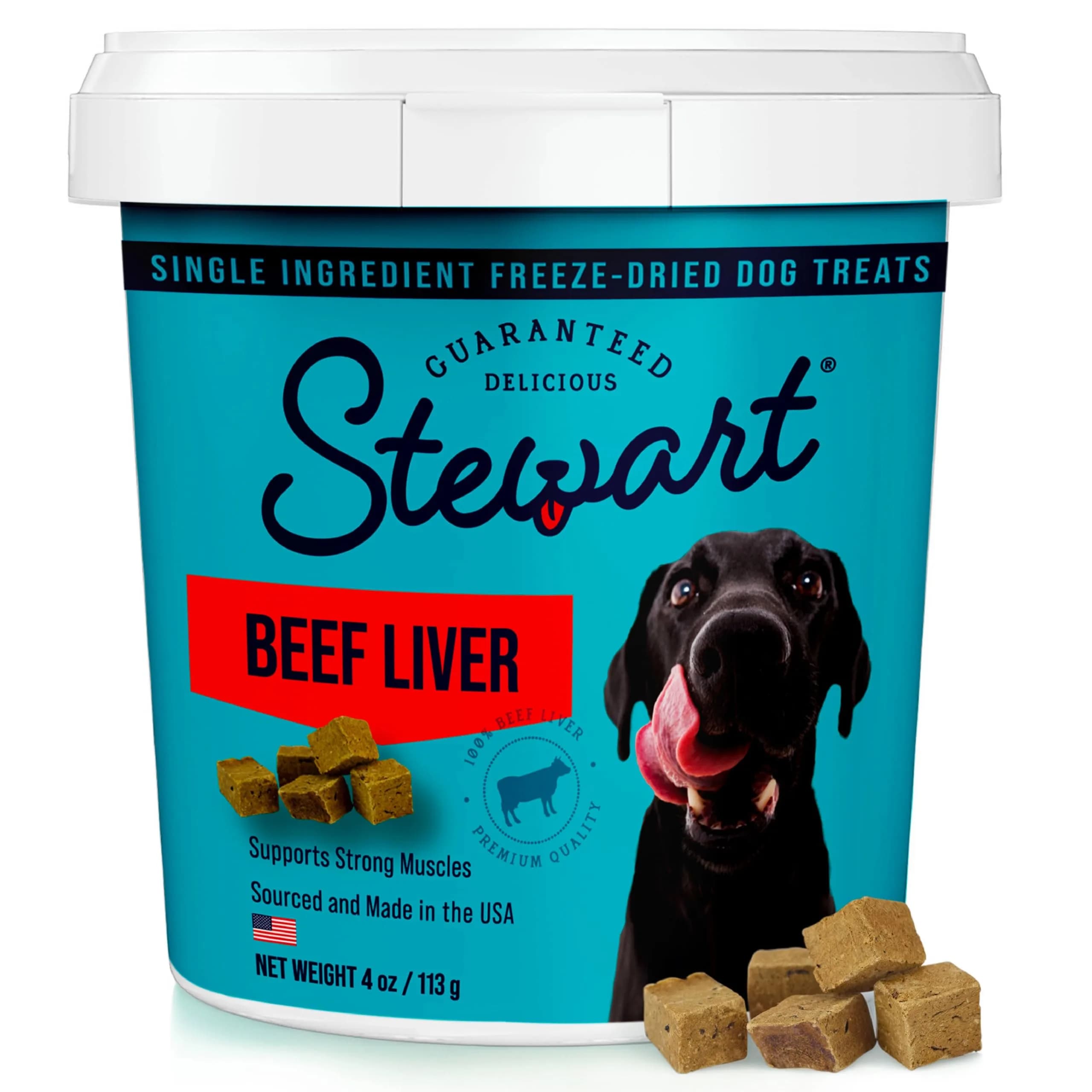 Stewart Freeze Dried Beef Liver Dog Treats 4 oz (113 g) Tub | High Protein Training Reward - main product image