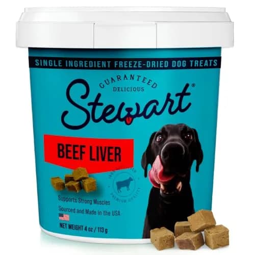 Stewart Freeze Dried Beef Liver Dog Treats 4 oz (113 g) Tub | High Protein Training Reward thumbnail 1