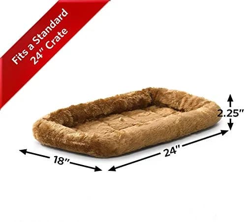 MidWest Homes for Pets QuietTime Bolster Dog Crate Bed 24-inch 61cm x 45cm (2.76 inch Thick) | Cozy Cinnamon Mat for Small Breeds thumbnail 2