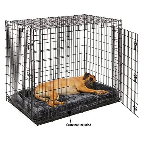 MidWest Homes for Pets QuietTime Bolster Dog Crate Bed 54" XL Breeds Gray | 137cm (54 Inch) Soft Faux Fur Mat thumbnail 3
