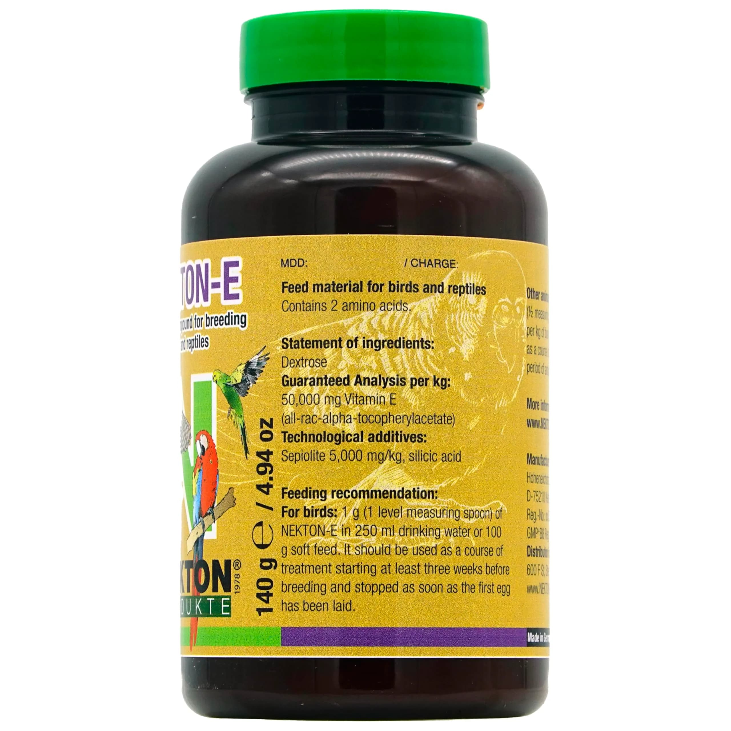 Nekton-E Vitamin E Supplement for Birds & Reptiles 140g (4.94 oz) | Fruit Flavored Powder for Breeding & Fertility - view 2