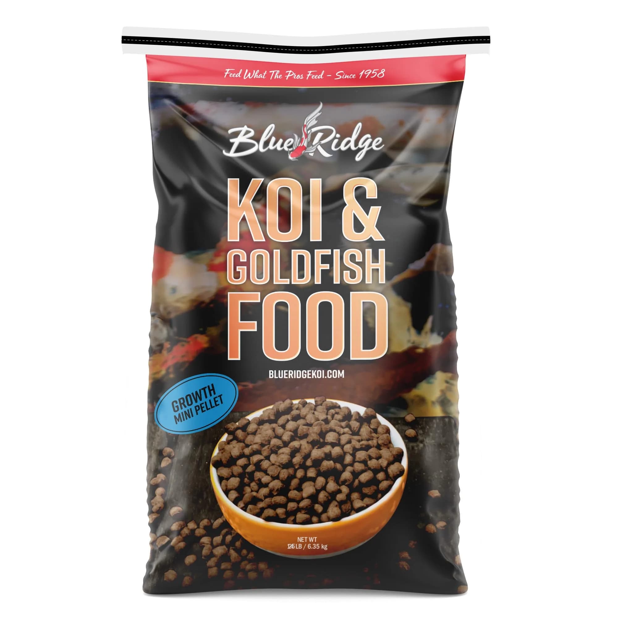 Blue Ridge Koi Fish Food Growth Formula Mini 12.56 kg (25 lb) | 36% Protein for Active Growth - main product image