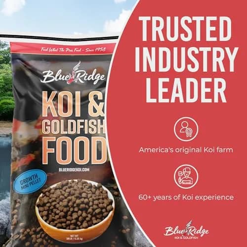 Blue Ridge Koi Fish Food Growth Formula Mini 12.56 kg (25 lb) | 36% Protein for Active Growth thumbnail 7