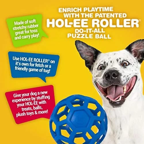 JW Pet HOL-ee Roller Dog Toy 3in Natural Rubber for Small Dogs | Puzzle & Treat Dispenser thumbnail 3