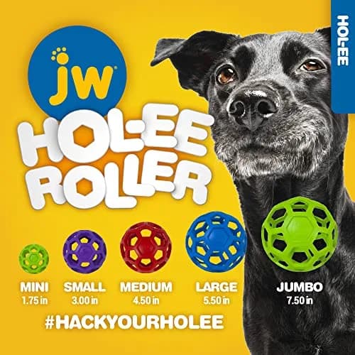 JW Hol-ee Roller Dog Toy 4.5in | Durable Rubber Puzzle Ball for Active Dogs thumbnail 3