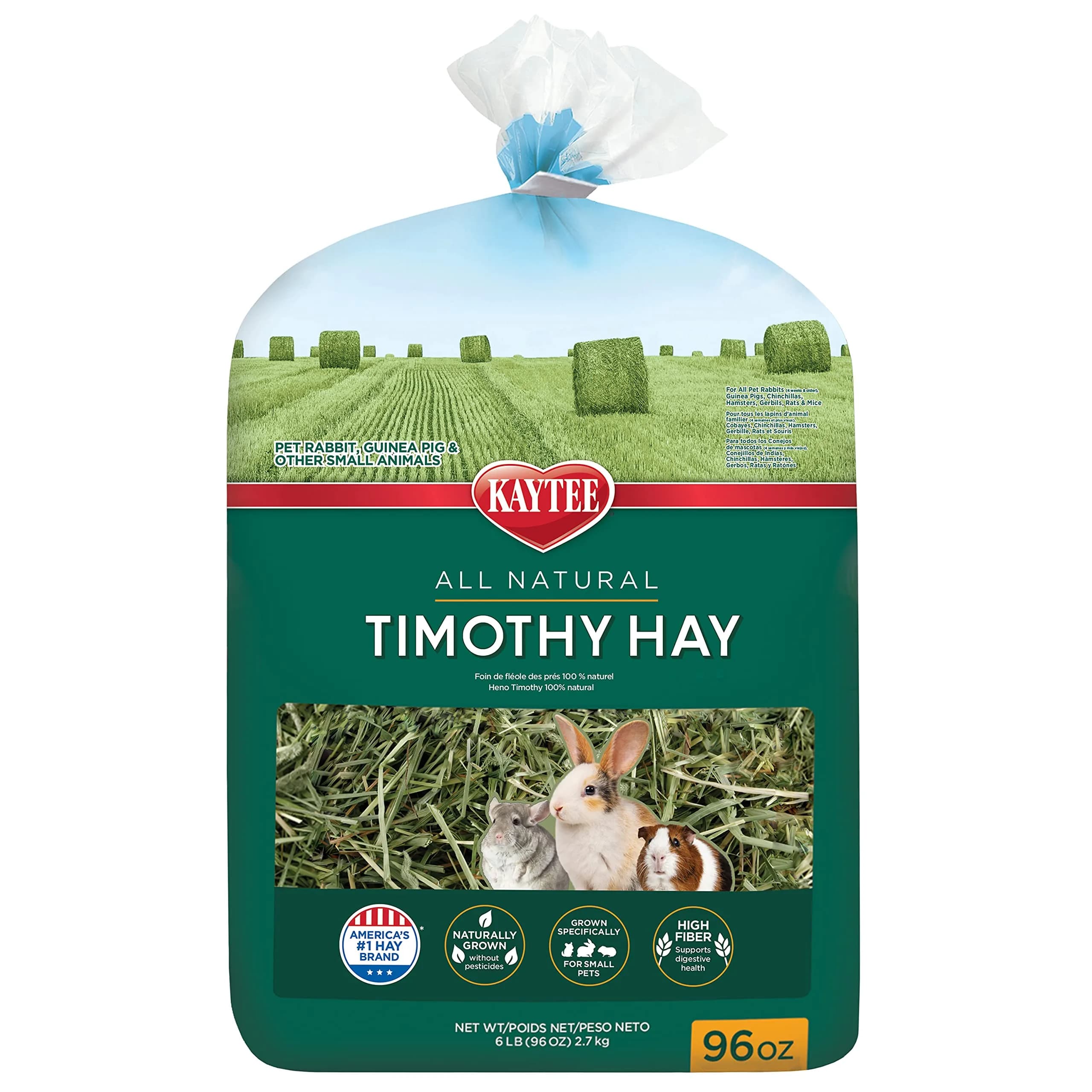 Kaytee Timothy Hay for Rabbits, Guinea Pigs, Chinchillas & Small Animals, 6 lb (2.72 kg) | High Fiber Digestive Support - main product image