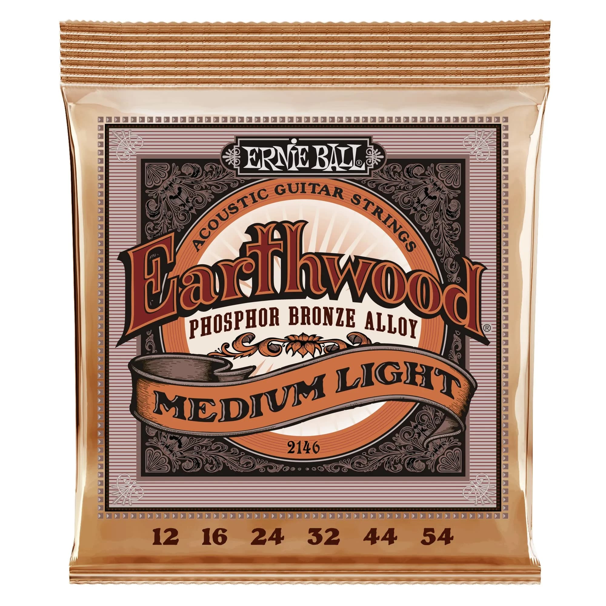 Ernie Ball Earthwood Medium Light Phosphor Bronze Acoustic Guitar Strings 12-54 Gauge | Warm Rich Tone - main product image