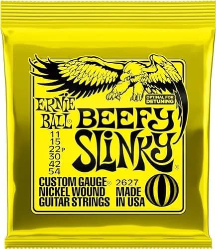Ernie Ball Beefy Slinky Nickel Wound Electric Guitar Strings, 11-54 Gauge (P02627) | Long-lasting, optimal for detuning, USA import thumbnail 1