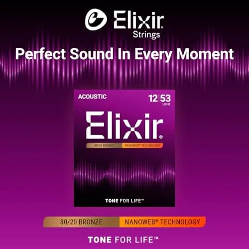 Elixir Acoustic Guitar Strings 80/20 Bronze NANOWEB Light 12-53 | Long-lasting, bright tone thumbnail 2