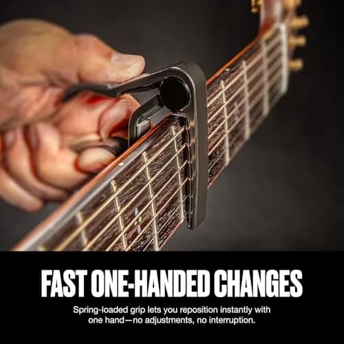 Jim Dunlop Trigger Capo Acoustic Flat - Black | Quick Key Changes for 6 & 12 String Guitars thumbnail 4