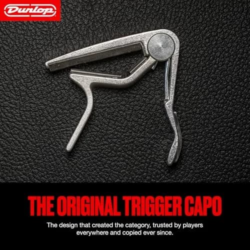 Jim Dunlop Trigger Capo Acoustic Flat - Black | Quick Key Changes for 6 & 12 String Guitars thumbnail 2