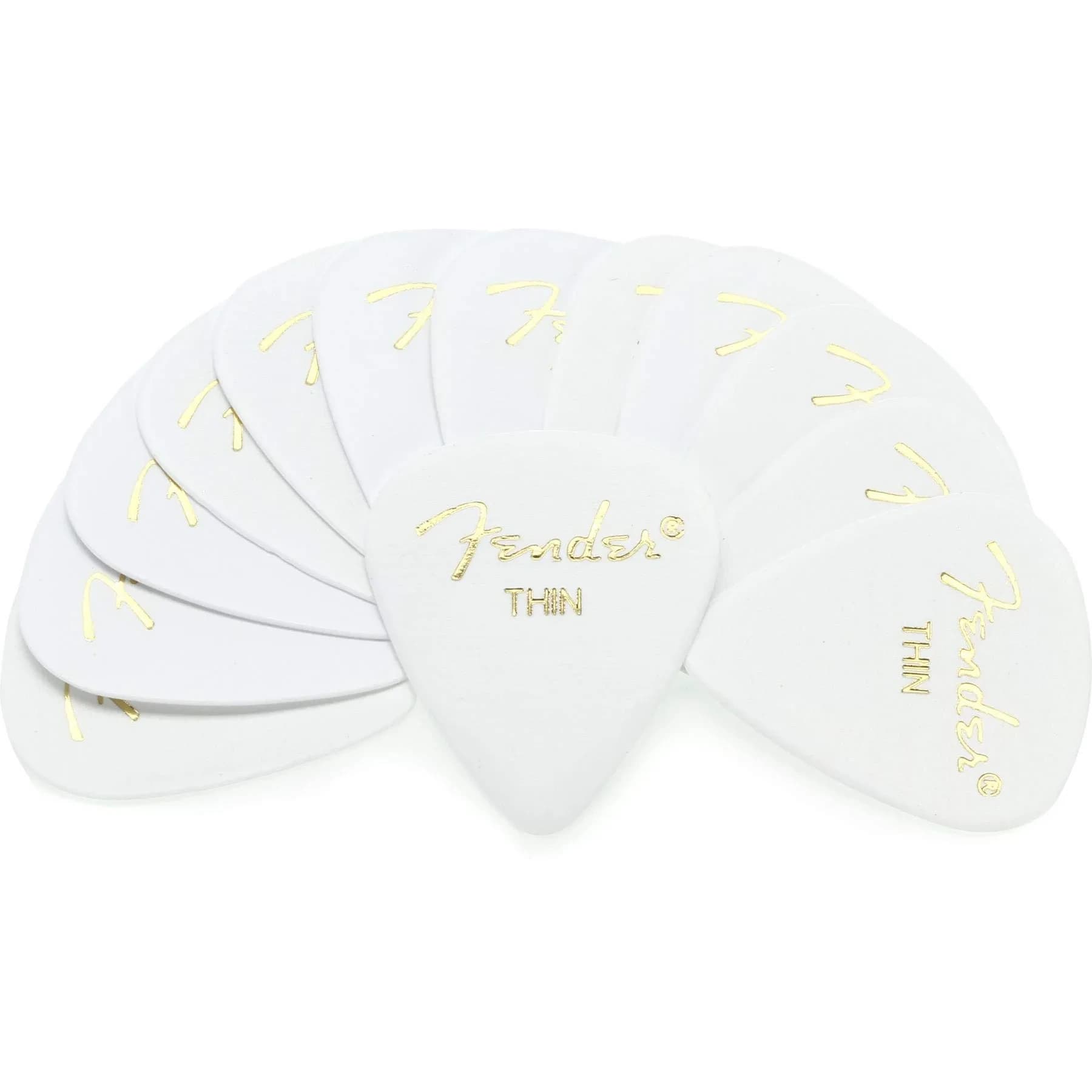 Fender Classic Celluloid Guitar Picks 351 Shape, White, Thin, 12-Pack | Traditional Feel for Versatile Styles