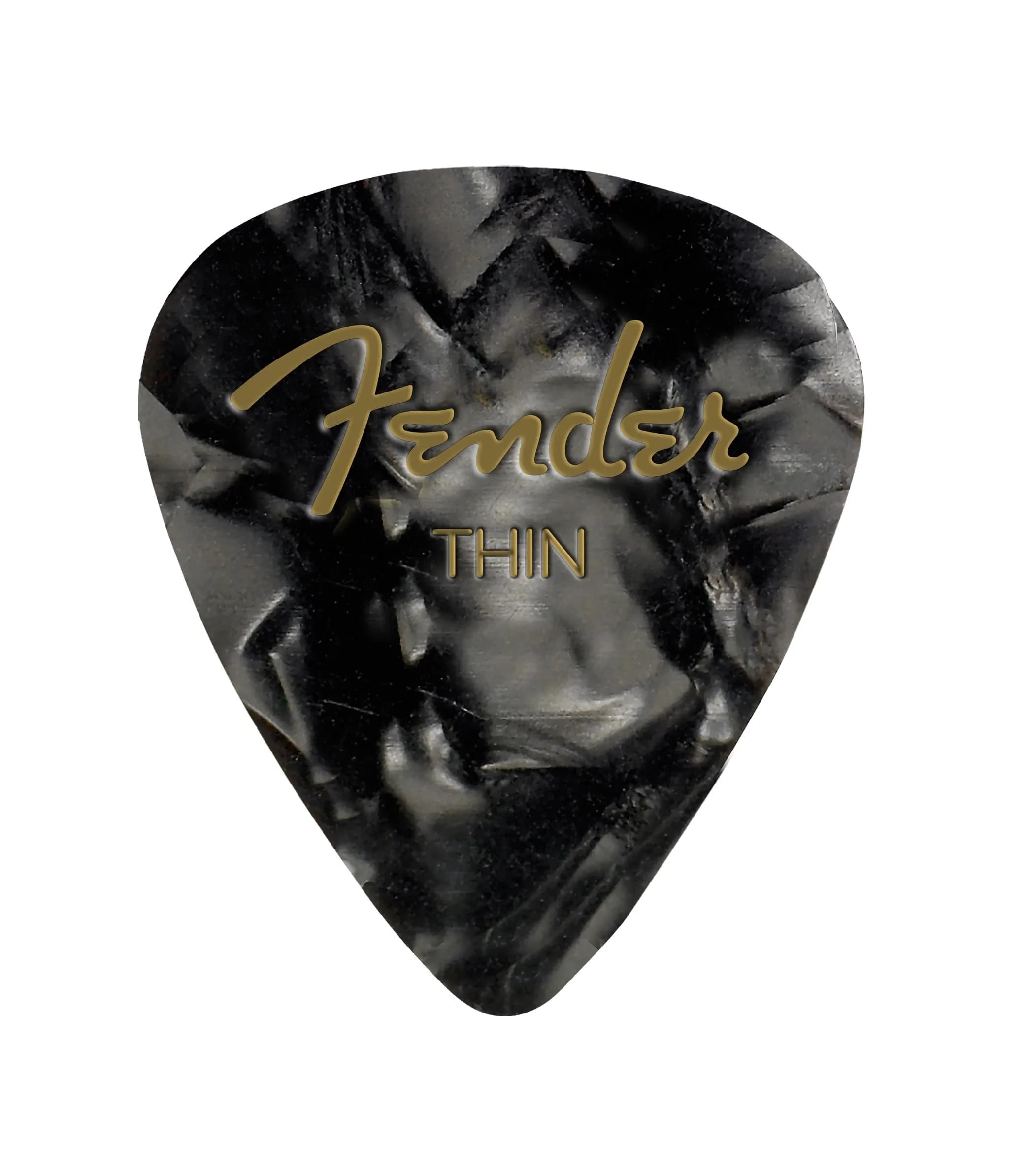 Fender Premium Celluloid Guitar Picks 351 Shape, White Moto, Thin, 12-Pack | Classic Feel & High Performance — Black Moto / Thin