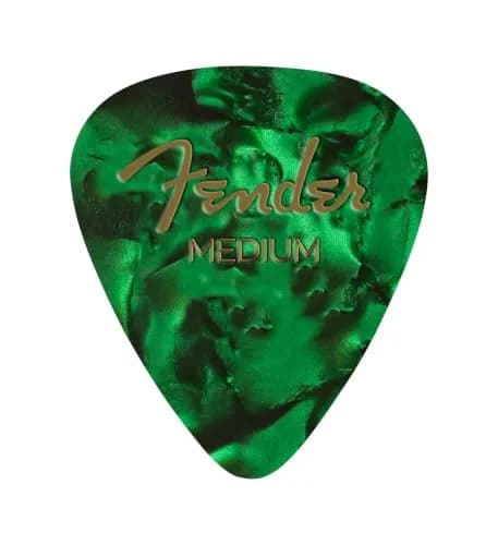 Fender Pearl Celluloid Picks, 351, Green Moto, Heavy, 12-Pack | Classic 351 Shape with Premium Celluloid thumbnail 1