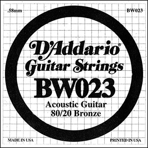 D'Addario BW023 Bronze Wound Acoustic Guitar Single String, .023 Gauge | Crisp Bright Tone thumbnail 1