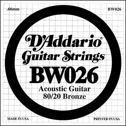 D'Addario BW026 Bronze Wound Acoustic Guitar Single String, .026 Gauge | Crisp Tone thumbnail 1