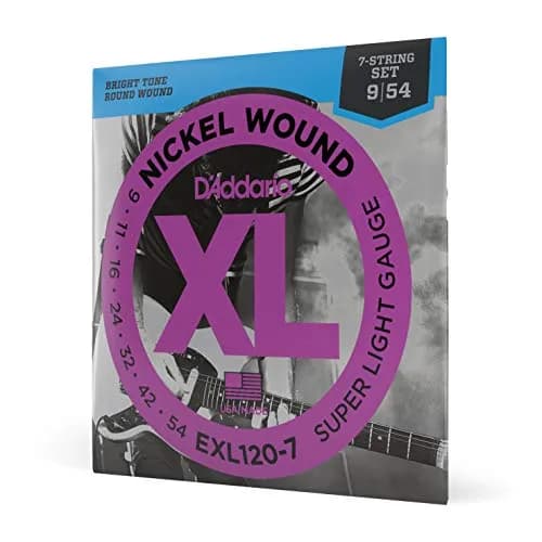D'Addario XL Nickel EXL120-7 Electric Guitar Strings, 7-String 09-54 | Bright Tone, Perfect Intonation thumbnail 1