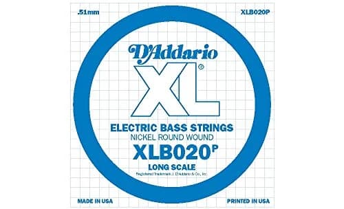 D'Addario XLB020P Plain Steel Bass Guitar String .020 | Bright Tone, Long Scale, USA thumbnail 1