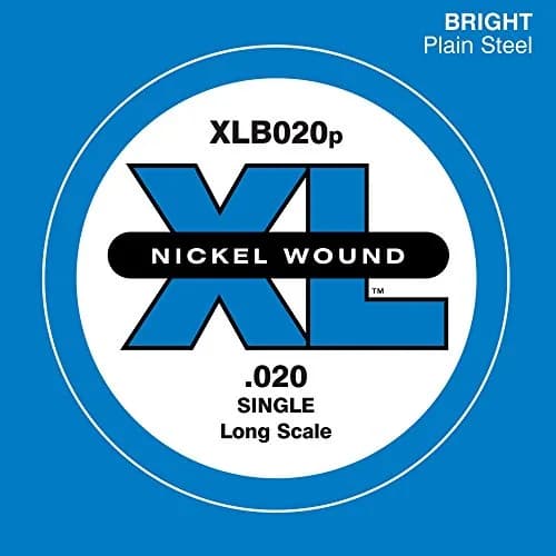 D'Addario XLB020P Plain Steel Bass Guitar String .020 | Bright Tone, Long Scale, USA thumbnail 2