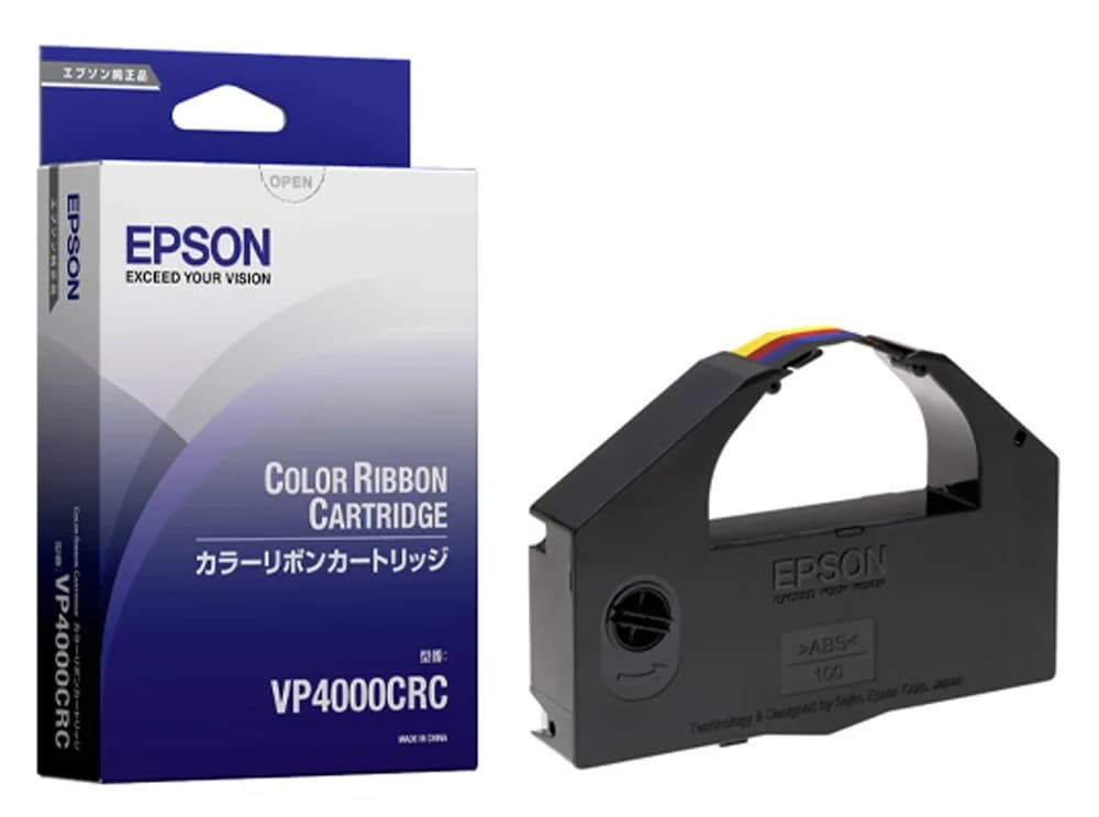 Epson VP4000CRC Color Ribbon Cartridge for VP-4200/4100/4000 | Genuine 3-Color Impact Printer Ribbon — 3 color