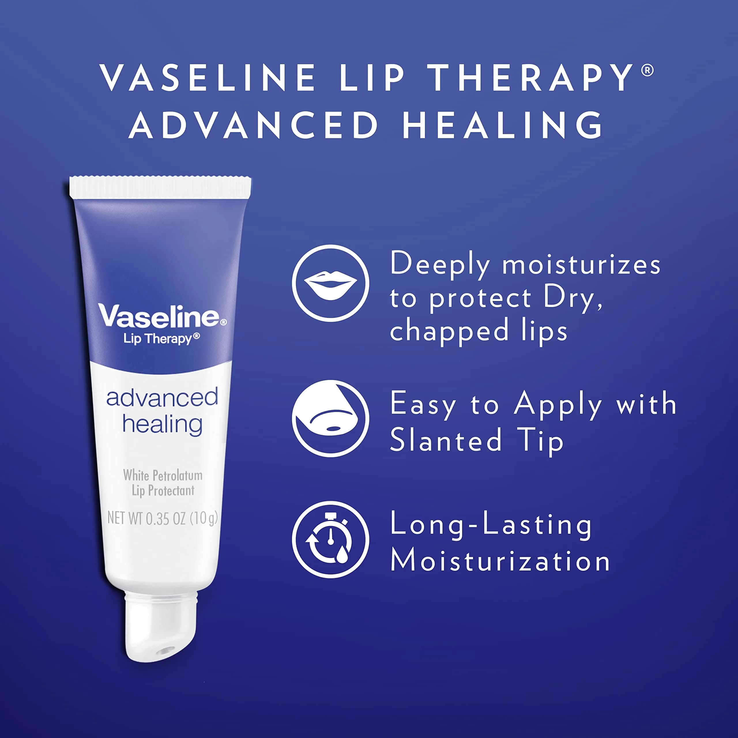 Vaseline Lip Therapy Advanced Healing Lip Balm Tube 9.9g (0.35 oz) | Soothes Dry, Cracked Lips - view 2