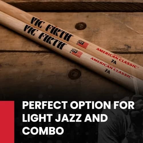 Vic Firth American Classic 7A Drumsticks | Hickory Wood, Nylon Tip Pair (39.37 cm / 15.5 in) thumbnail 2