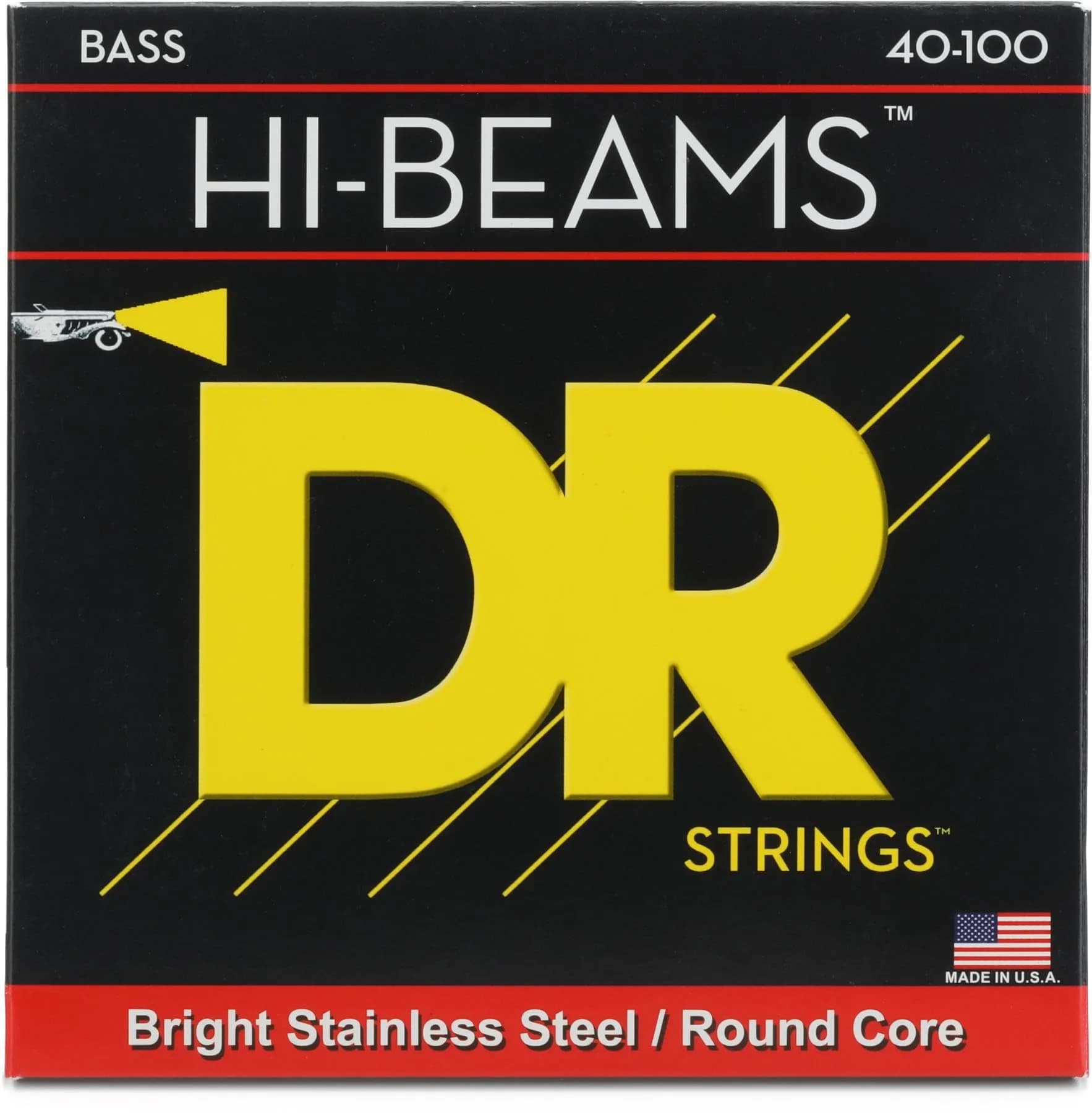 DR Strings HI-BEAM™ Stainless Steel Bass Strings (40-100) | Bright, Long-Lasting, USA Wound — 40-100