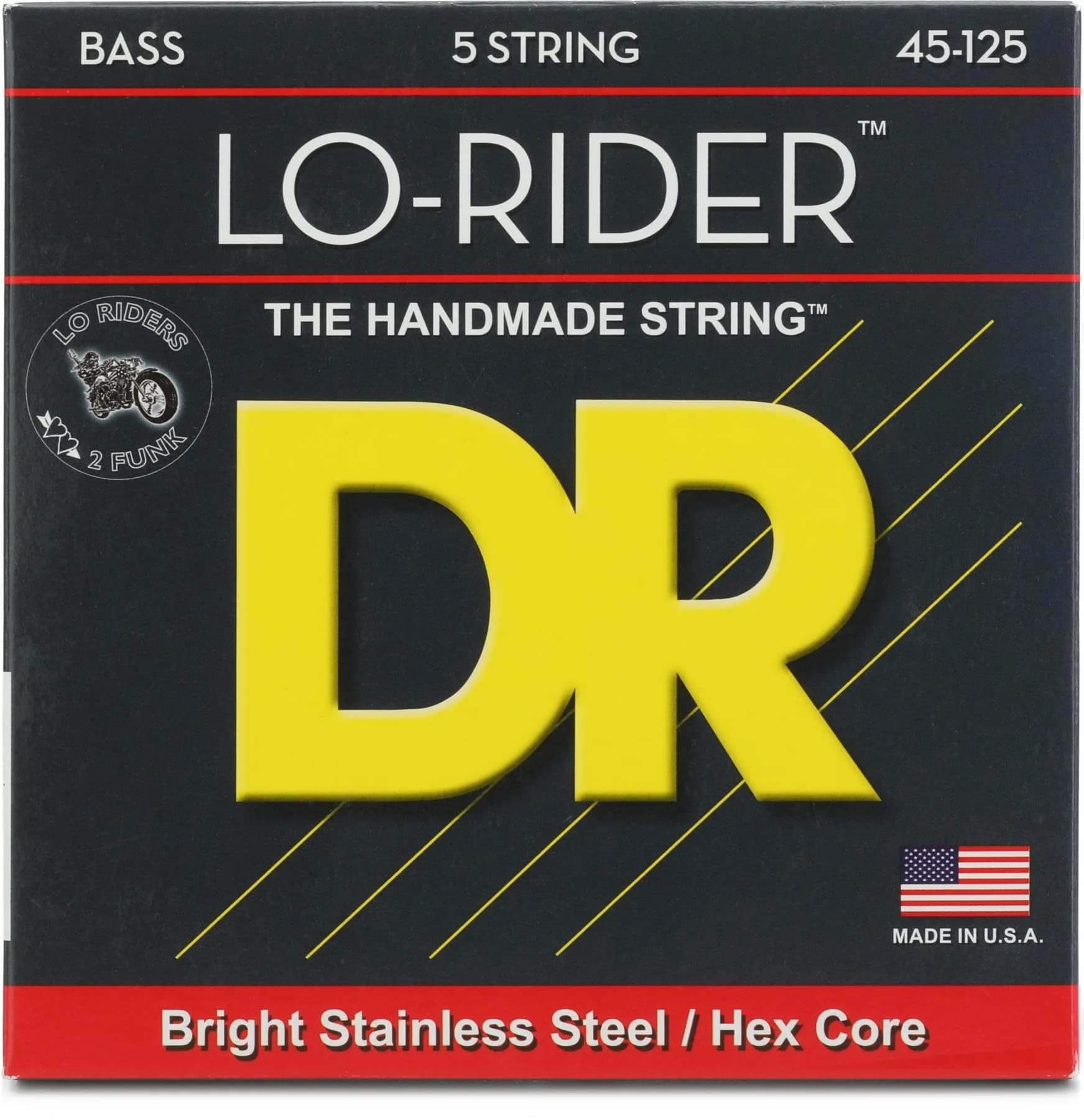 DR Strings Lo-Rider Electric Bass Guitar Strings (45-125, 5-String) | Deep, accurate harmonics for bassists — 45-125