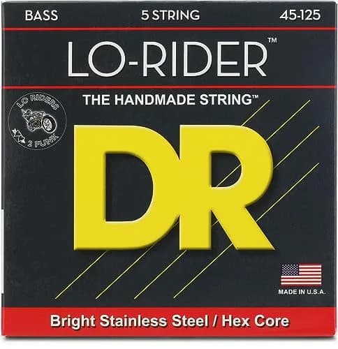 DR Strings Lo-Rider Electric Bass Guitar Strings (45-125, 5-String) | Deep, accurate harmonics for bassists thumbnail 1