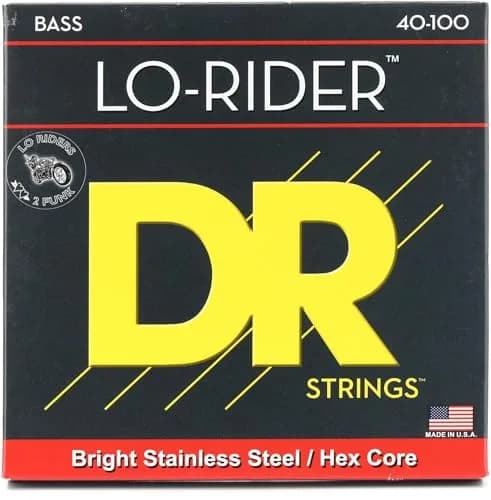 DR Strings Lo-Rider Electric Bass Guitar Strings - .040-.100 Light | High End, Accurate Harmonics, Stainless Steel thumbnail 1