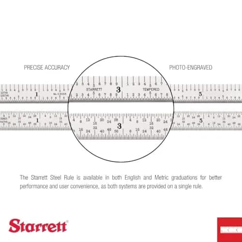 Starrett Full Flexible Steel Rule, 5-3/4" Length, 0.4mm Thickness | Precision Steel Measuring Tool thumbnail 3