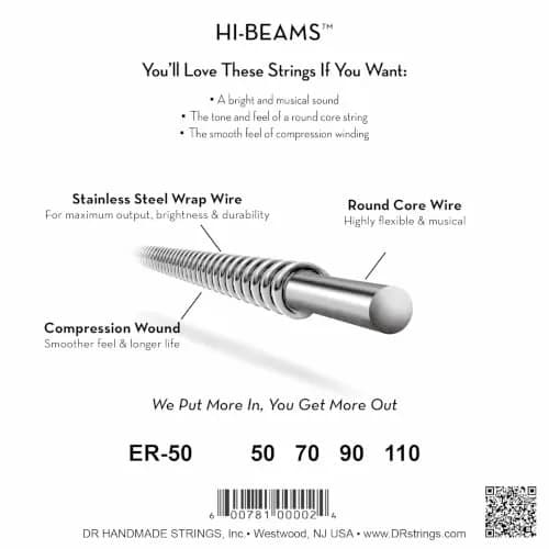 DR Strings HI-BEAM™ Stainless Steel Bass Strings 50-110 | Bright, Durable, USA Made thumbnail 2