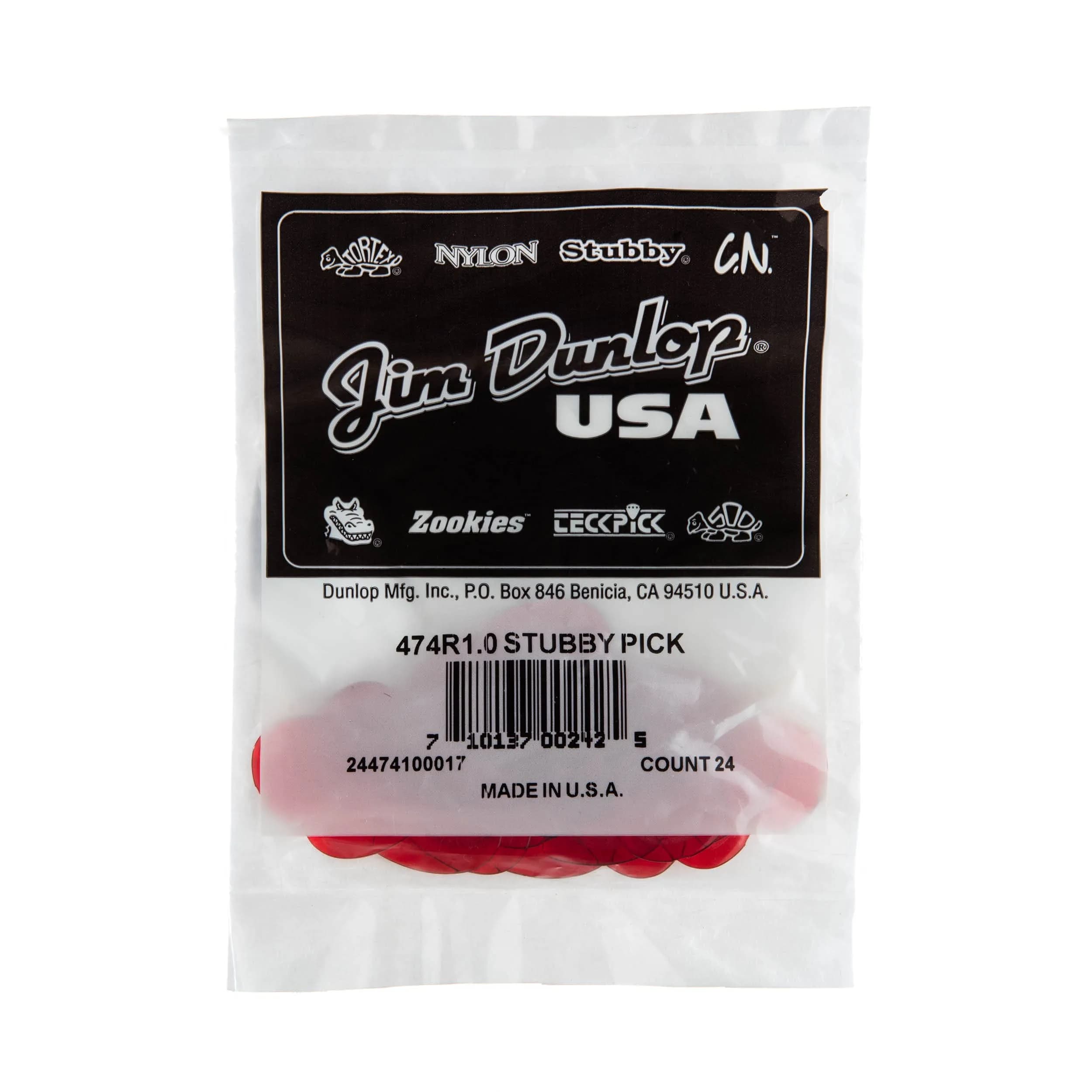 Jim Dunlop Stubby® Red 1.0mm Guitar Picks 24-Pack | Positive Attack for Fast Licks - view 4