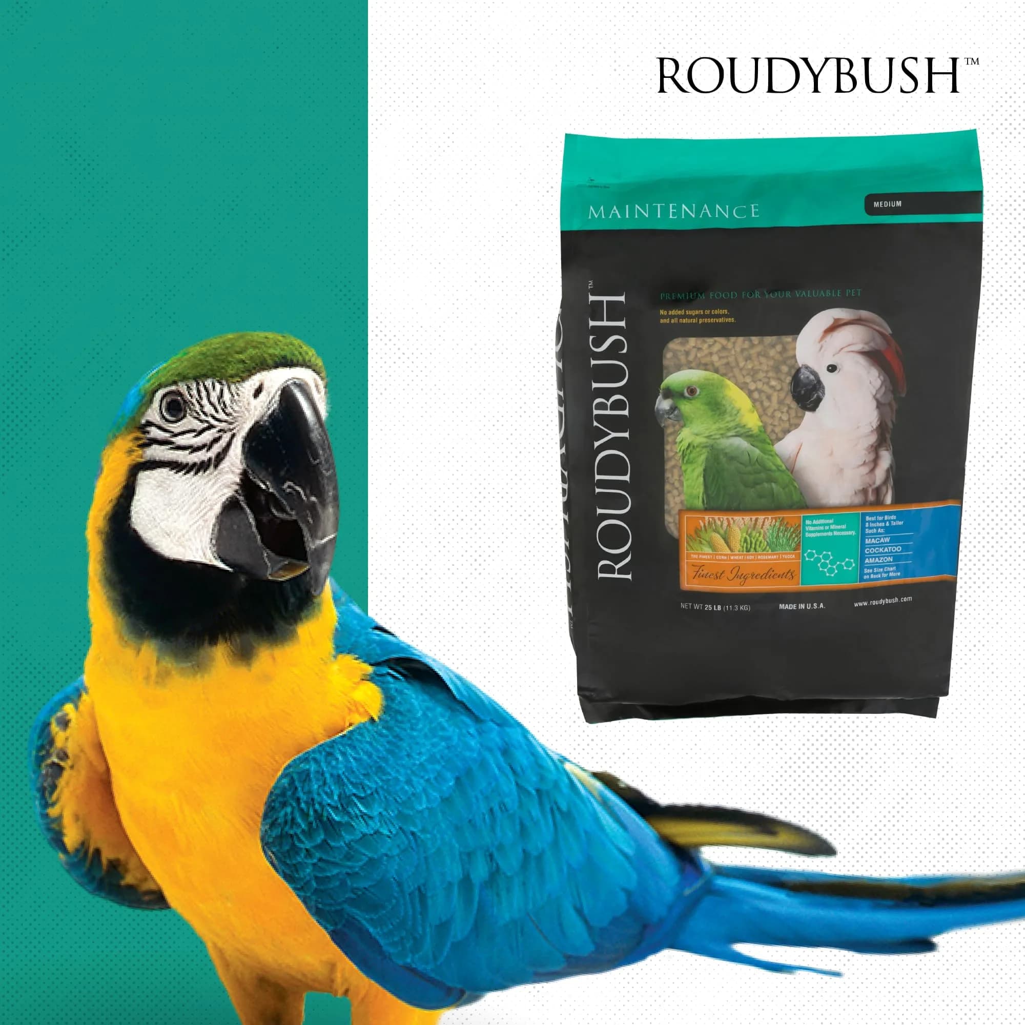 RoudyBush Daily Maintenance Bird Food Medium Pellets 12 kg (25 lb) | Wholesome Nutrition for Parrots, Cockatiels, Conures - view 8