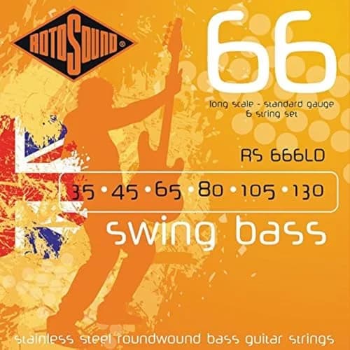 Rotosound Swing Bass 66 Stainless Steel 6 String Bass Guitar Strings | Bright, Punchy, Energetic Tone thumbnail 1