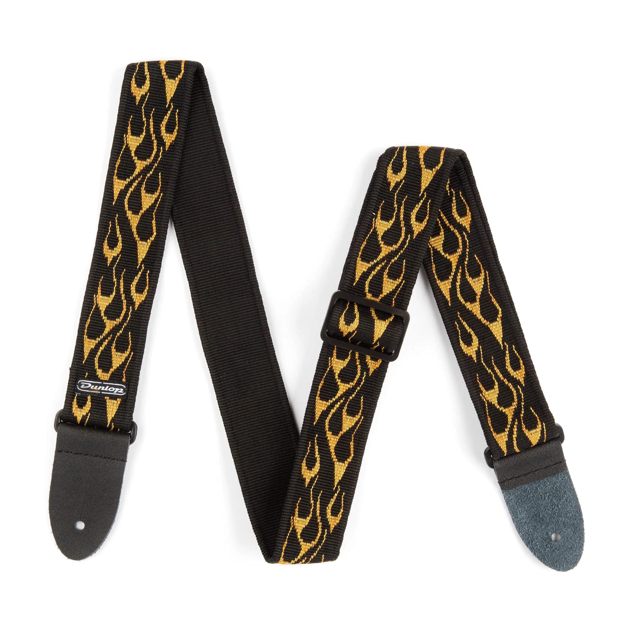 Jim Dunlop Flambe Yellow Nylon Guitar Strap | Adjustable & Durable - view 2