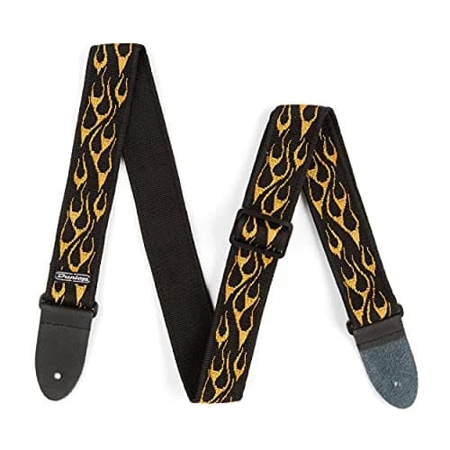 Jim Dunlop Flambe Yellow Nylon Guitar Strap | Adjustable & Durable thumbnail 2