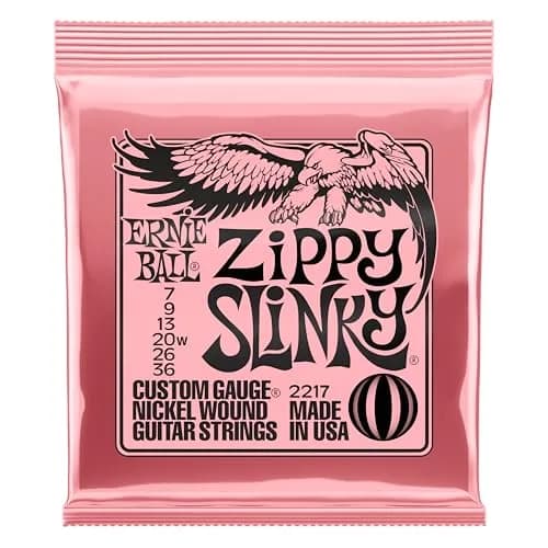 Ernie Ball Zippy Slinky Nickel Wound Electric Guitar Strings 7-36 Gauge (0.18-0.91mm) | Lightest Gauge for Snappy Tone thumbnail 1