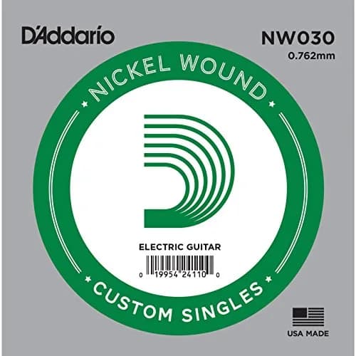 D'Addario NW030 Nickel Wound Electric Guitar Single String .030 Gauge | Bright Tone thumbnail 1