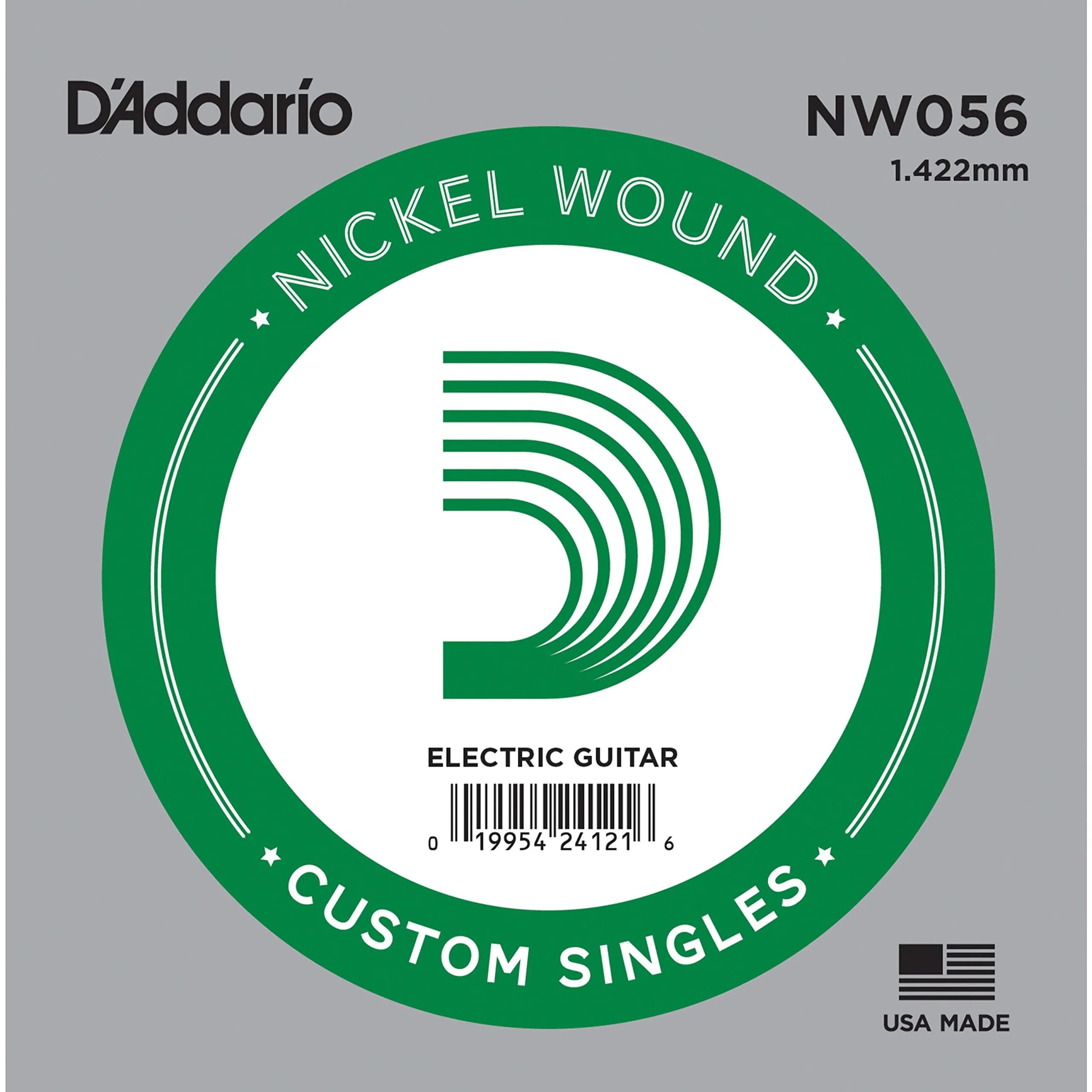 D'Addario NW056 Nickel Wound Electric Guitar Single String - Medium Gauge | Bright Tone — .056 gauge